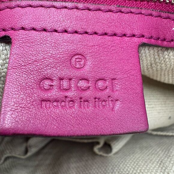 Auth Gucci SoHo Fuchsia Pink Patent Leather Small 2way Convertible Satchel - Picture 12 of 13